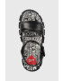Love Moschino Кожени сандали дамско в черно с платформа - Pepit.bg