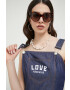 Love Moschino Памучна рокля в тъмносиньо къс модел разкроен модел - Pepit.bg
