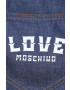 Love Moschino Памучна рокля в тъмносиньо къс модел разкроен модел - Pepit.bg