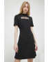 Love Moschino Памучна рокля в черно къс модел разкроен модел - Pepit.bg