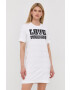 Love Moschino Памучна рокля в бяло къс модел със стандартна кройка - Pepit.bg