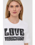 Love Moschino Памучна рокля в бяло къс модел със стандартна кройка - Pepit.bg