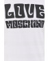 Love Moschino Памучна рокля в бяло къс модел със стандартна кройка - Pepit.bg