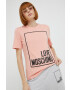 Love Moschino Памучна тениска в розово - Pepit.bg