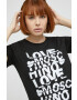 Love Moschino Памучна тениска в черно - Pepit.bg