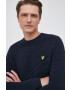 Lyle & Scott Памучен пуловер мъжки в тъмносиньо - Pepit.bg