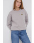 Lyle & Scott Памучен суичър дамски в сиво с изчистен дизайн - Pepit.bg