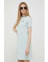 Lyle & Scott Памучна рокля в тюркоазено къс модел със стандартна кройка - Pepit.bg