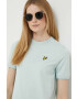 Lyle & Scott Памучна рокля в тюркоазено къс модел със стандартна кройка - Pepit.bg