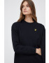 Lyle & Scott Памучна рокля в черно къс модел със стандартна кройка - Pepit.bg