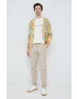 Lyle & Scott Памучна тениска в бежово с апликация - Pepit.bg