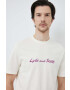Lyle & Scott Памучна тениска в бежово с апликация - Pepit.bg