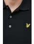 Lyle & Scott Памучна тениска с яка в черно с изчистен дизайн - Pepit.bg