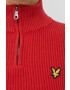 Lyle & Scott Пуловер с вълна дамски в червено от топла материя - Pepit.bg