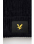 Lyle & Scott Шапка в тъмносиньо от плътен трикотаж - Pepit.bg