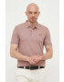 Lyle & Scott Тениска с яка в розово с изчистен дизайн - Pepit.bg