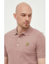 Lyle & Scott Тениска с яка в розово с изчистен дизайн - Pepit.bg