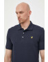 Lyle & Scott Тениска с яка в тъмносиньо с апликация - Pepit.bg