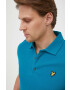 Lyle & Scott Тениска с яка в синьо с изчистен дизайн - Pepit.bg