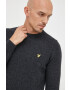 Lyle & Scott Вълнен пуловер мъжки в сиво от лека материя - Pepit.bg