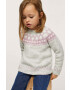 Mango Kids Детски пуловер Greta в сиво от лека материя - Pepit.bg