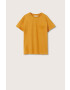 Mango Kids Памучна тениска Basic2 в жълто с изчистен дизайн - Pepit.bg