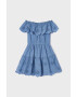 Mayoral Детска памучна рокля в тъмносиньо къс модел разкроен модел - Pepit.bg