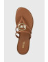 MICHAEL Michael Kors Кожени джапанки Hampton в кафяво с равна подметка 40S3HMFS1L - Pepit.bg