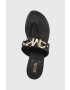 MICHAEL Michael Kors Кожени джапанки Izzy Thong в черно с висок ток - Pepit.bg