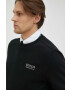 Mustang Памучен суичър Style Ben Crewneck в черно с принт - Pepit.bg