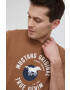 Mustang Памучна тениска в кафяво с принт - Pepit.bg