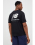 New Balance Памучна тениска в черно с принт - Pepit.bg