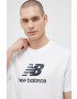 New Balance Памучна тениска в бяло с десен - Pepit.bg