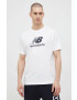 New Balance Памучна тениска в бяло с десен - Pepit.bg