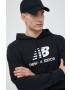New Balance Суичър в черно с качулка с принт - Pepit.bg