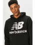 New Balance Суичър MT03558BK мъжки в черно с принт - Pepit.bg