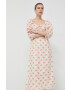 Notes du Nord Памучна рокля Filippa в бежово дълъг модел разкроен модел - Pepit.bg