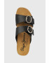 Pepe Jeans Чехли DELHI в черно със скосена платформа PLS90617 - Pepit.bg