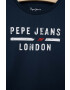 Pepe Jeans Детска памучна тениска в тъмносиньо с принт - Pepit.bg