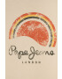 Pepe Jeans Детска памучна тениска в бежово с принт - Pepit.bg