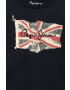 Pepe Jeans Детска памучна тениска в тъмносиньо с принт - Pepit.bg