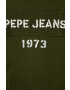 Pepe Jeans Детски памучен суичър в зелено с апликация - Pepit.bg