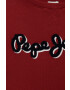 Pepe Jeans Детски памучен суичър в бордо с апликация - Pepit.bg