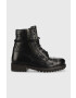 Pepe Jeans Кожени боти Melting Combat Warm W в черно с равна подметка - Pepit.bg