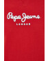 Pepe Jeans Памучен суичър Edward Crew в червено с принт - Pepit.bg