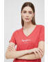 Pepe Jeans Памучна тениска Wendy V Neck в червено - Pepit.bg