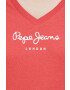 Pepe Jeans Памучна тениска Wendy V Neck в червено - Pepit.bg