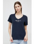 Pepe Jeans Памучна тениска Wendy V Neck в тъмносиньо - Pepit.bg