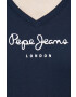 Pepe Jeans Памучна тениска Wendy V Neck в тъмносиньо - Pepit.bg