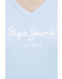 Pepe Jeans Памучна тениска Wendy V Neck в синьо - Pepit.bg